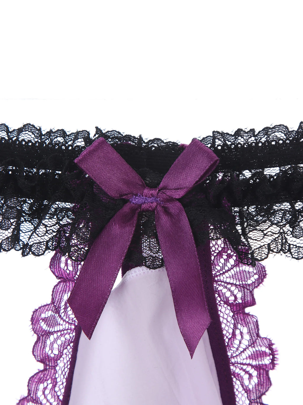 "Sissy Madelyn" Floral Lace Thong | Contrast Bow Cutout T-Back | Femboy Lingerie