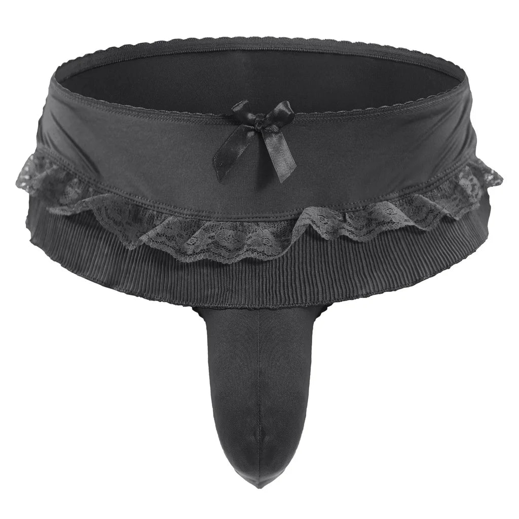 "Sissy Alara" Ruffle Skirted Thong Panties | Sissy Bowknot G-String Underwear