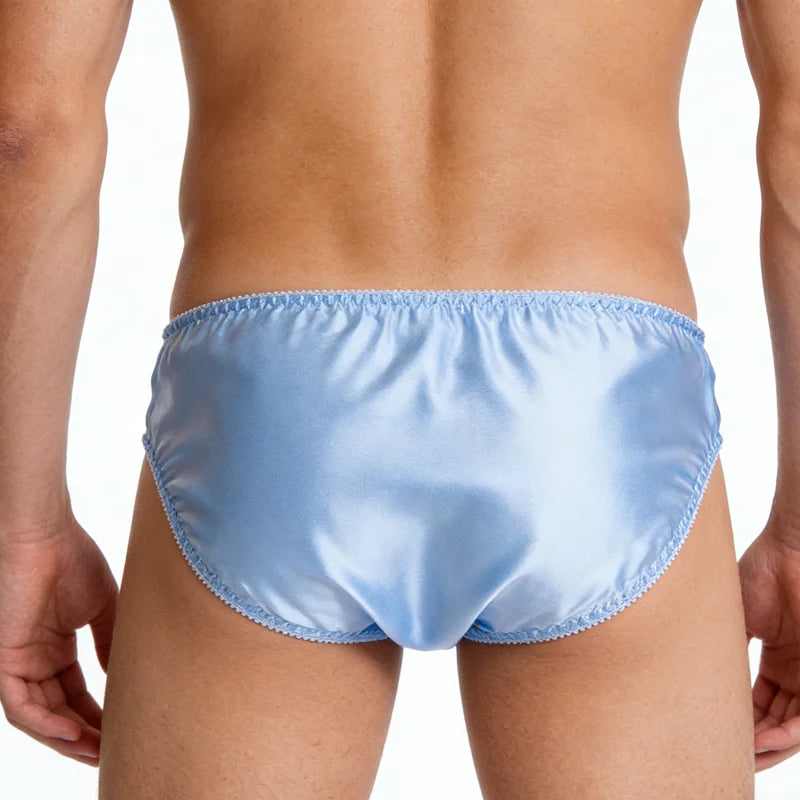 Shiny Lace Mid-Waist Briefs with Soft Pouch