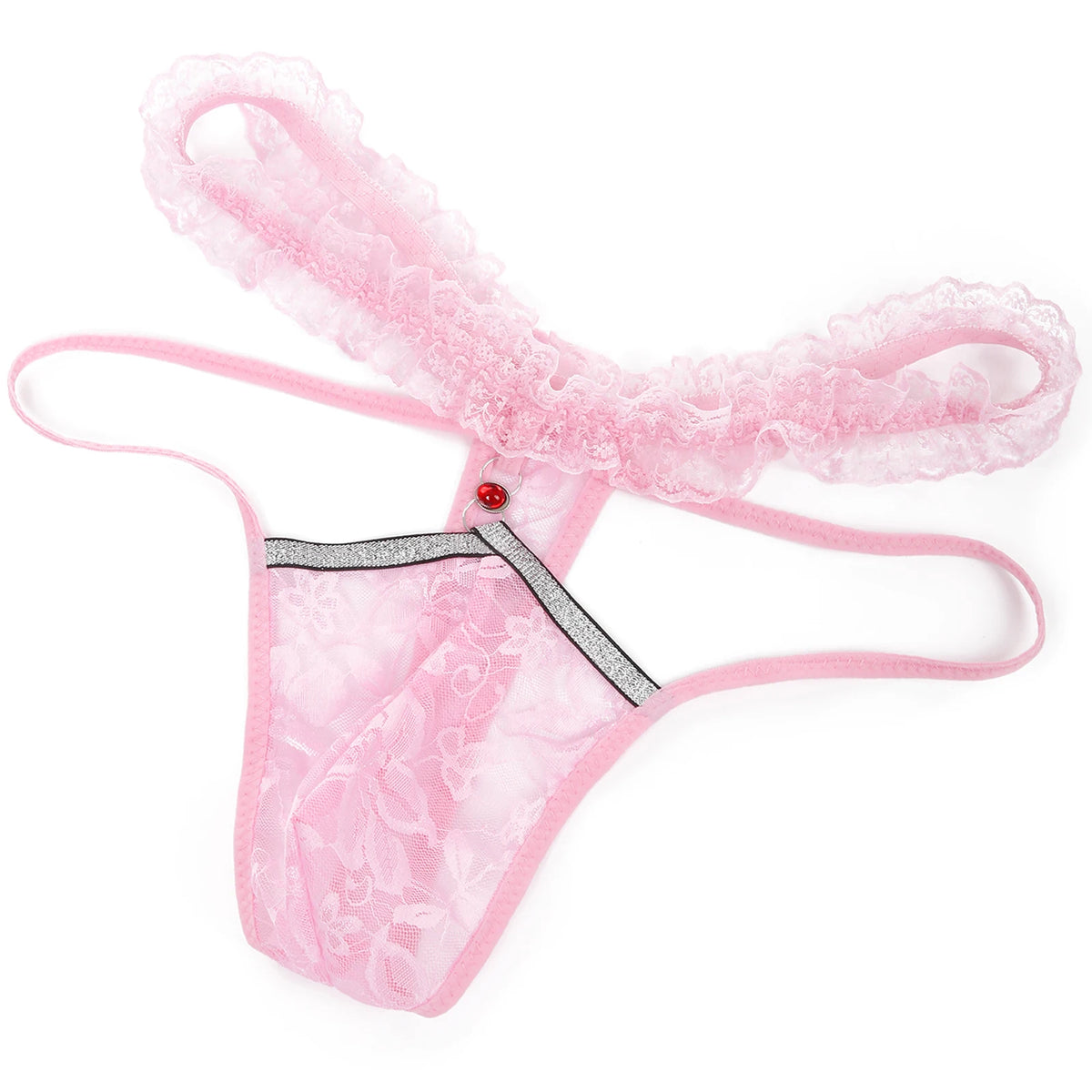 Men's Lace G-String Panties | Open-Crotch Thong for Sissy & Crossdressers