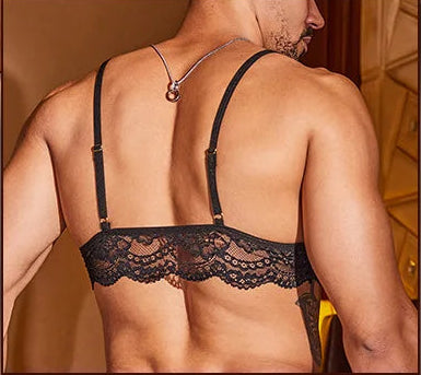 "Sissy Allison" Sheer Striped Lace Lingerie Set – Bra & Panties for Crossdressers