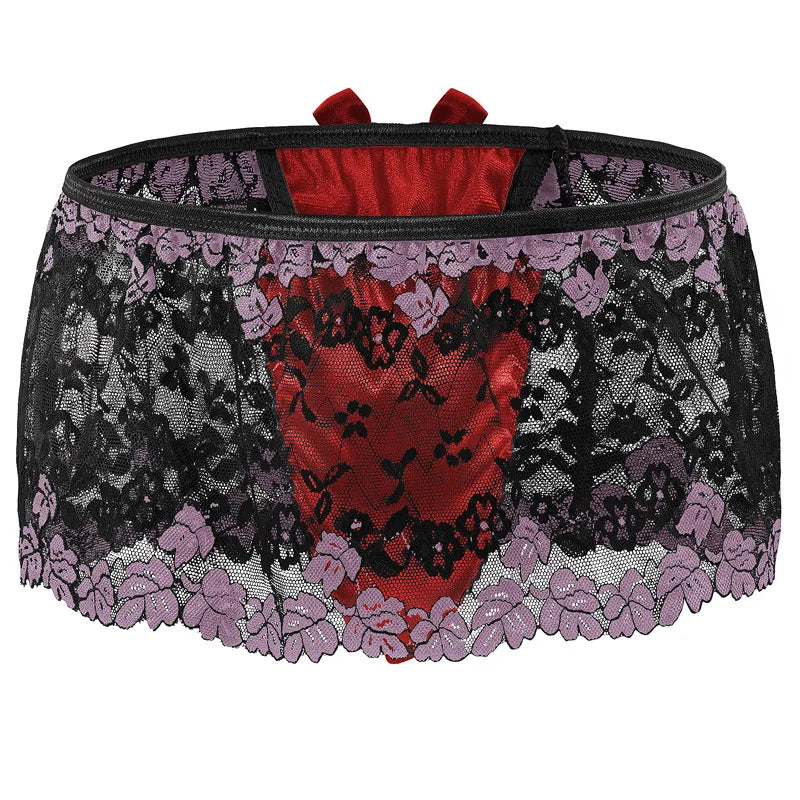 Sissy Floral Lace Skirted Thong | Men's Crossdressing Ruffle G-String Underwear – Feminize Me