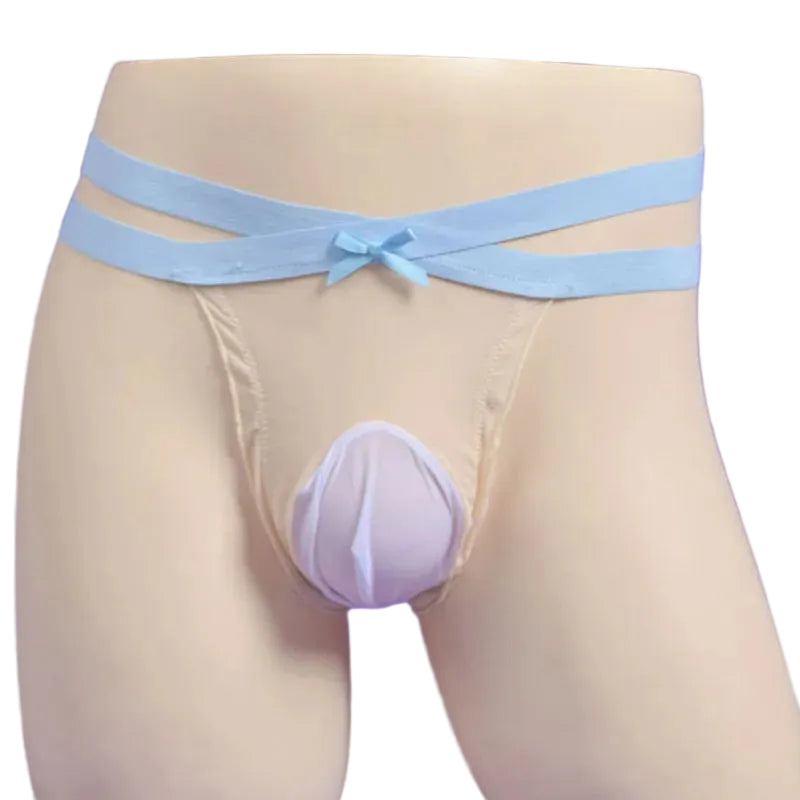 "Sissy Ailanny" Bow G-String Thong — Sheer Mesh Sissy Lingerie for Men