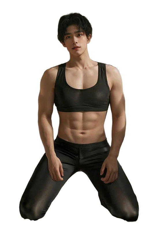Shiny Pants Crop Tops Set