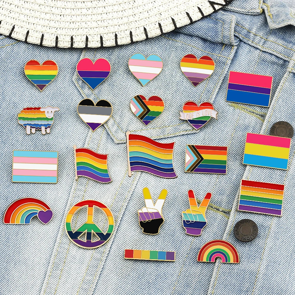 LGBTQ  Enamel Pins Pride Lesbian, Gay, Rainbow Flag, Brooch, Pansexual, Asexual, Bisexual, Transgender Symbol Jewelry