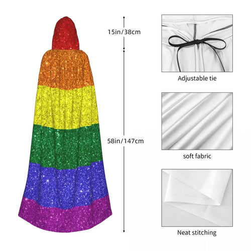"Rainbow Reign" Glitter Pride Hooded Cape