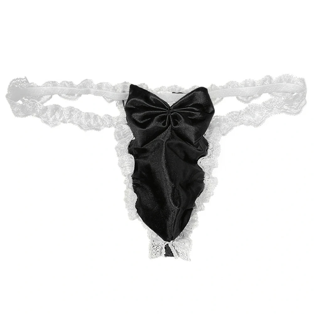 "Sissy Aria" Satin Silky Lace Bow Briefs