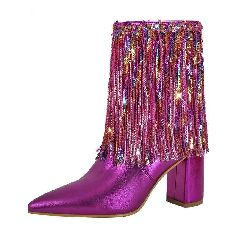 "Sissy Hailey" Sequins Ankle Boots