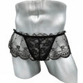 "Sissy Klarity" Lace Mini Skirt Thong G-String for Men – Sheer Perspective Crossdresser Panties with Bugle Pouch & T-Back Design