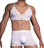 Load image into Gallery viewer, "Sissy Allison" Sheer Striped Lace Lingerie Set – Bra &amp; Panties for Crossdressers
