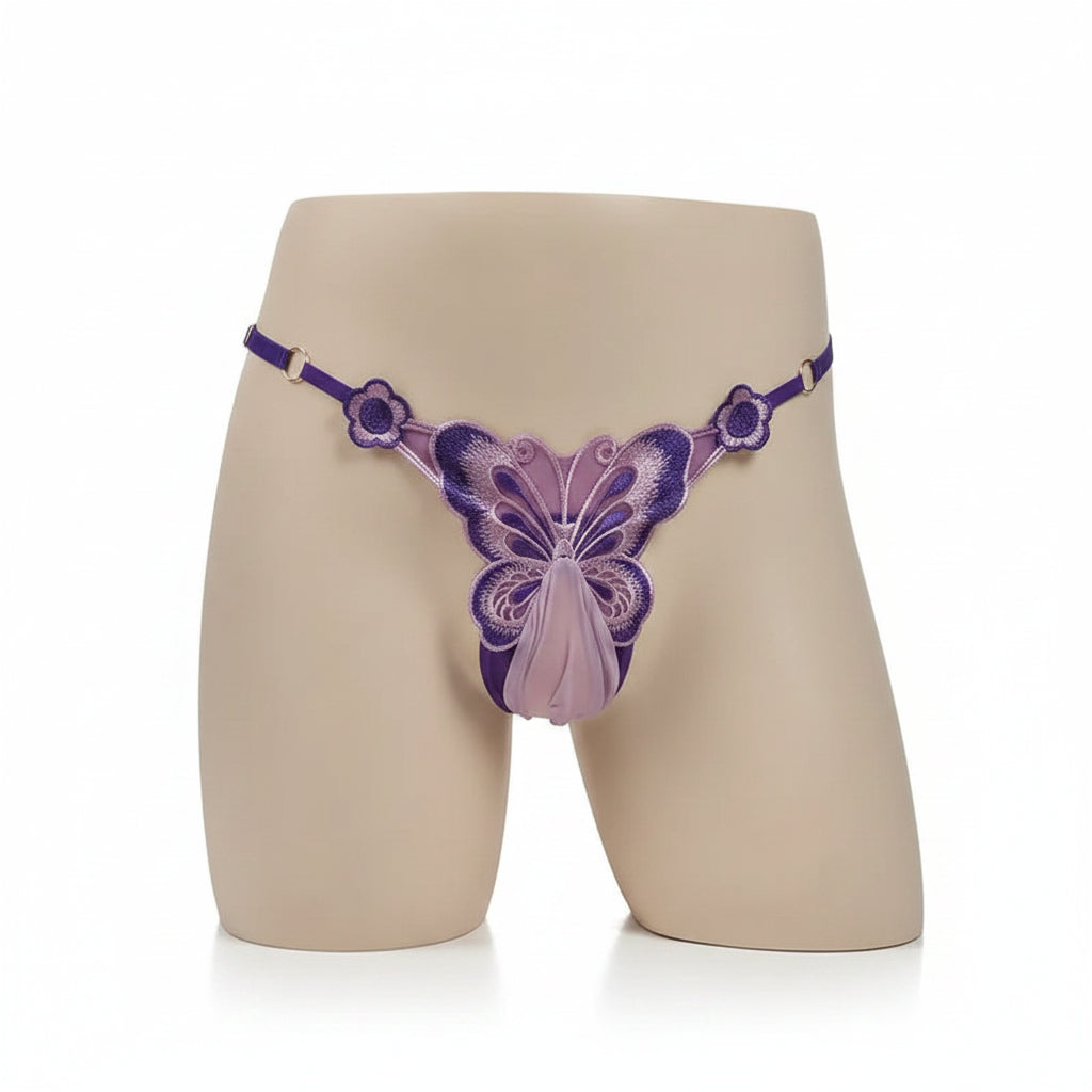 "Sissy Liora" Pouch Thong Panties | Men's MTF G-String with Adjustable Penis Sheath