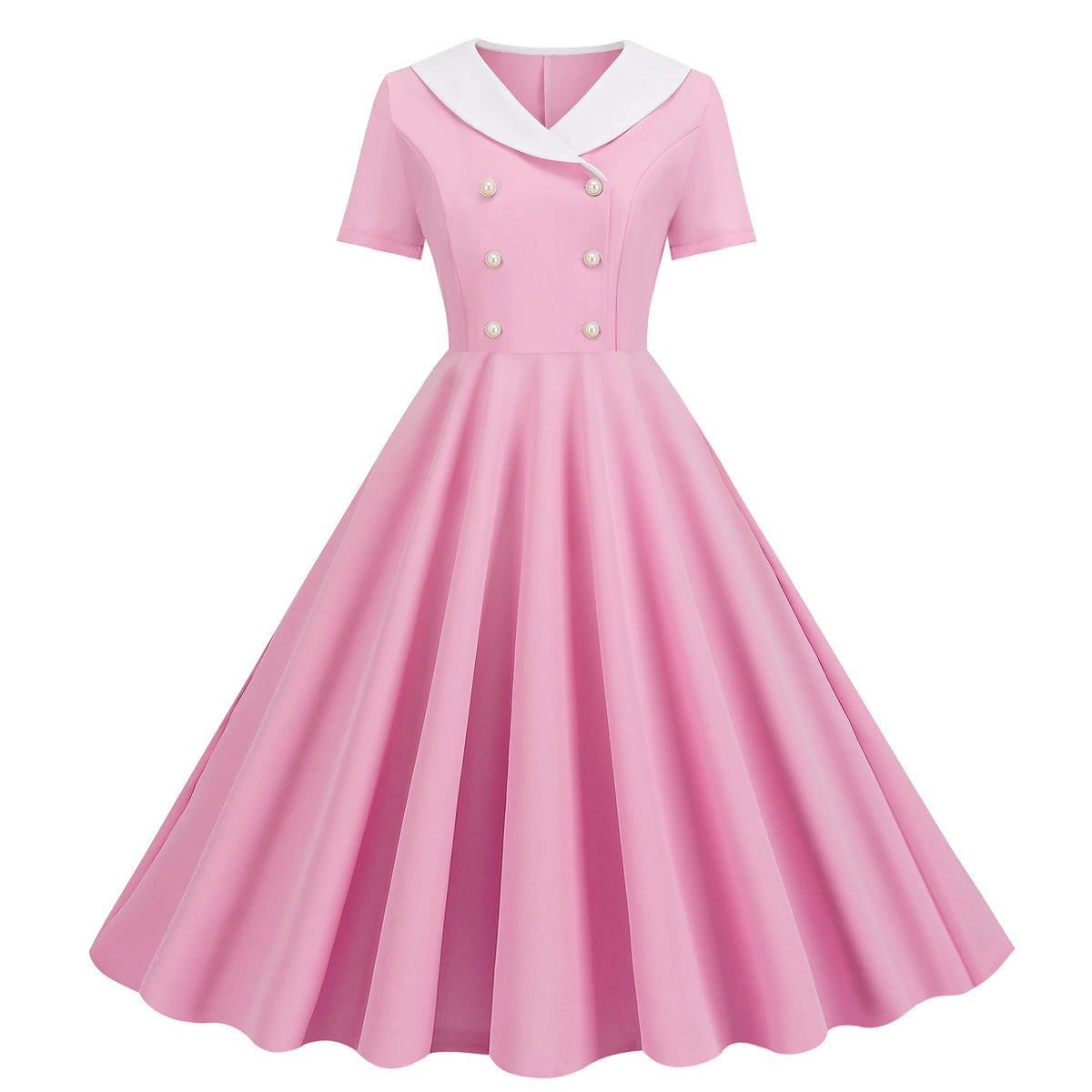 Vintage 50s A-Line Midi Dress — Peter Pan Collar, Fit & Flare Sundress