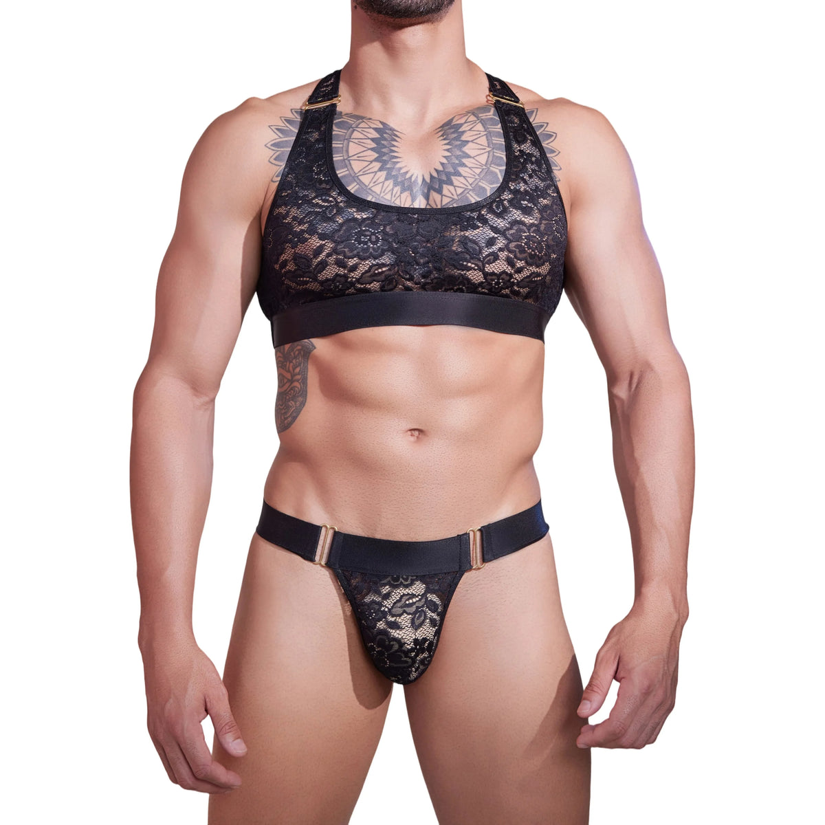 Black Lace Bra & Panty Set with Adjustable Straps