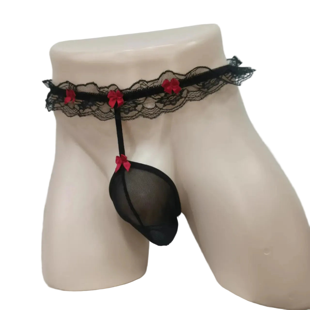 Pearl Massage Thong — Lace G-String for Femboys & Crossdressers