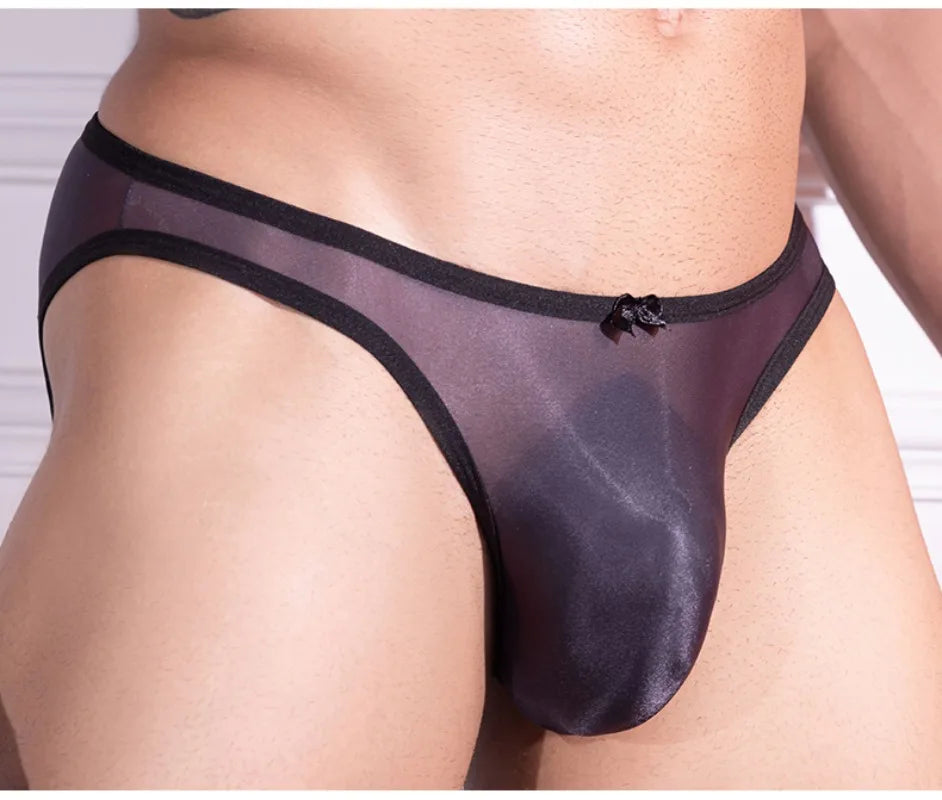 Bow-Back Sissy Jockstrap — Shiny Hollow Perspective Panties