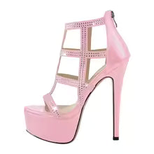 Rhinestone Platform Ankle-Strap Sandals | 6.3-Inch Heel