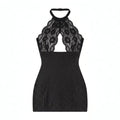 "Callie" Lace Halter Bodycon Mini Dress — Crossdresser & Femboy Lingerie