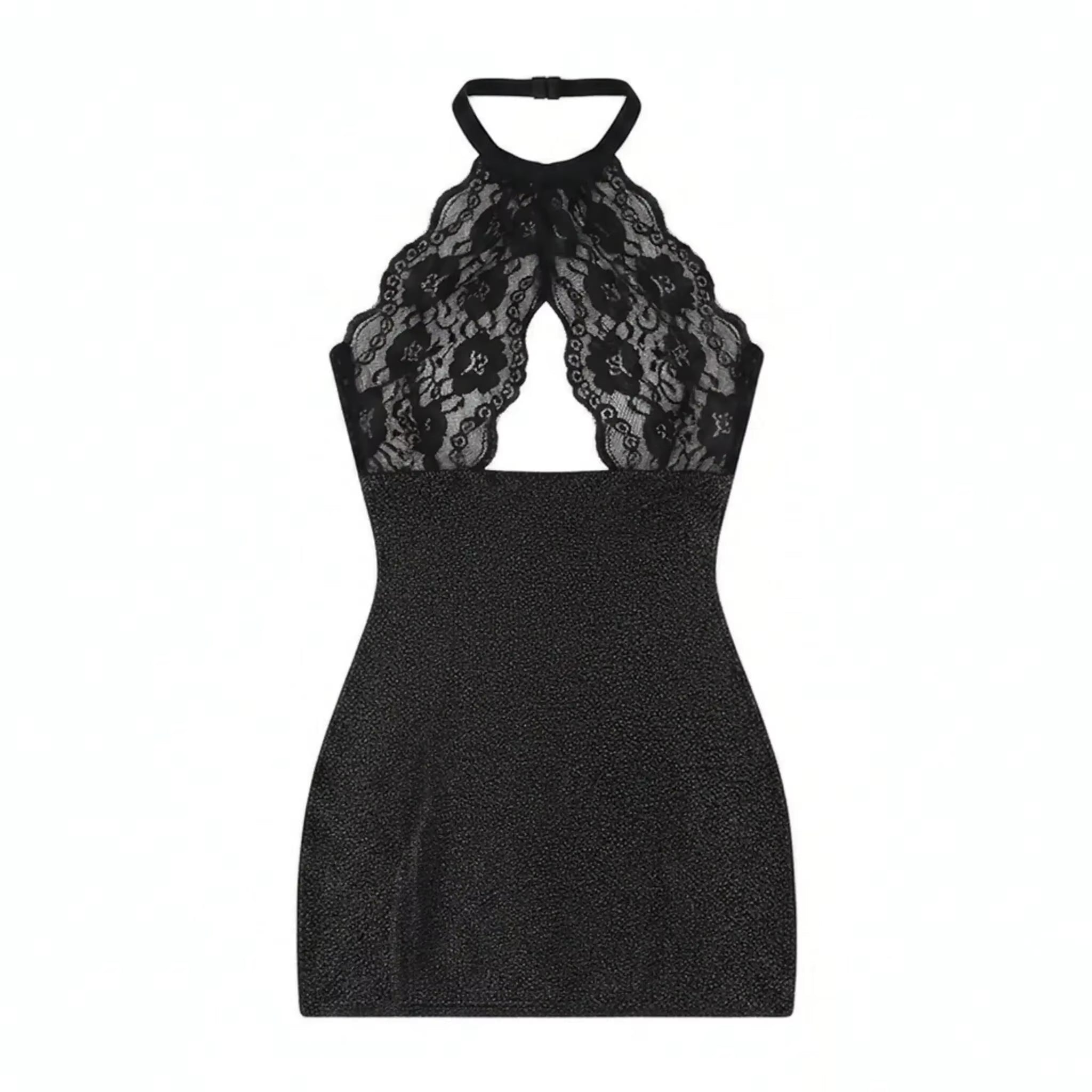 "Callie" Lace Halter Bodycon Mini Dress — Crossdresser & Femboy Lingerie