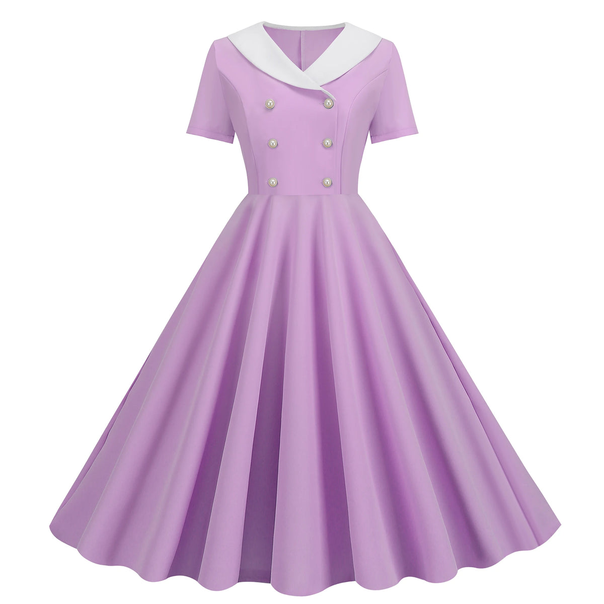 Vintage 50s A-Line Midi Dress — Peter Pan Collar, Fit & Flare Sundress
