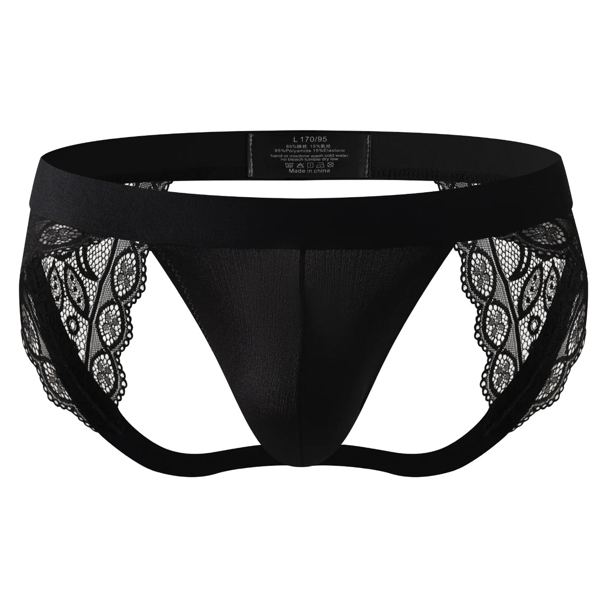 Lace Open-Back Jockstrap Panties with Contour Pouch
