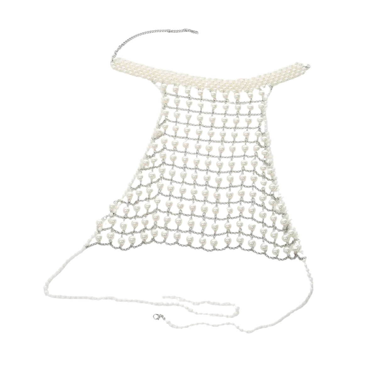 Faux Pearl Halter Harness Crop Top