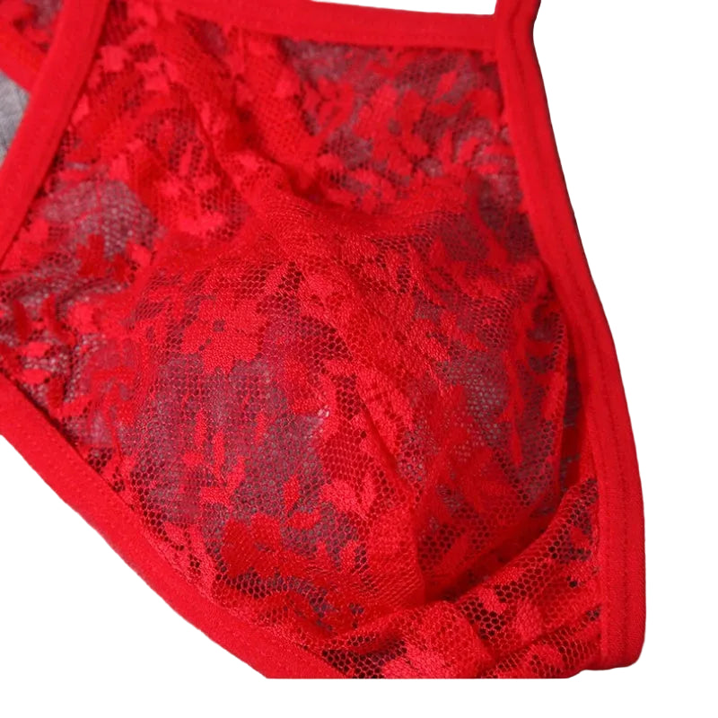 Sheer Lace Sissy Pouch Thong — Femboy & Crossdresser G-String Lingerie