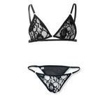Load image into Gallery viewer, Sissy Adrianna Lace Bra &amp; Thong Set — Sheer Floral 2-Piece Lingerie
