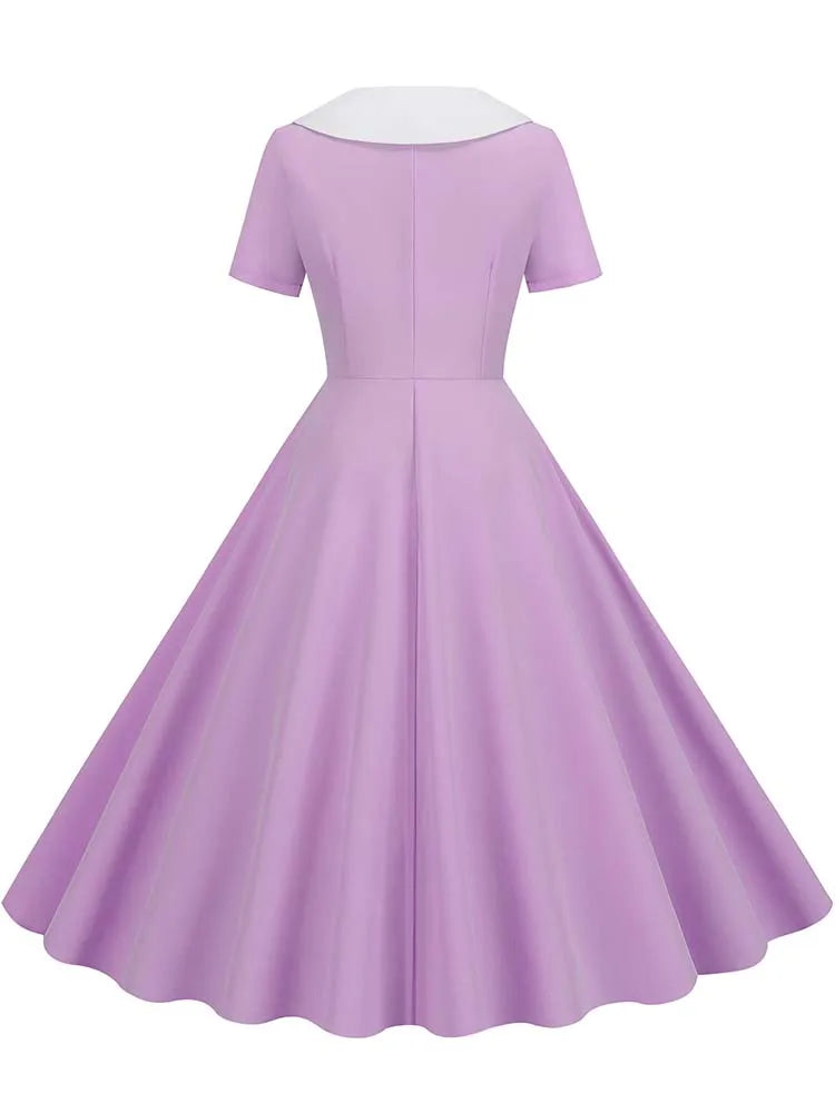 Vintage 50s A-Line Midi Dress — Peter Pan Collar, Fit & Flare Sundress