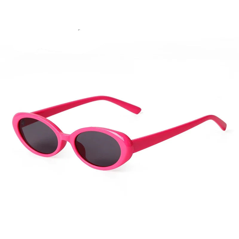 Trendy Hot Pink Small Oval Sunglasses