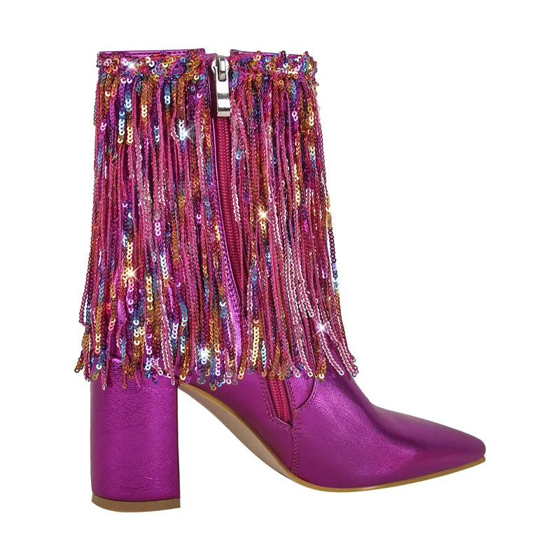 "Sissy Hailey" Sequins Ankle Boots