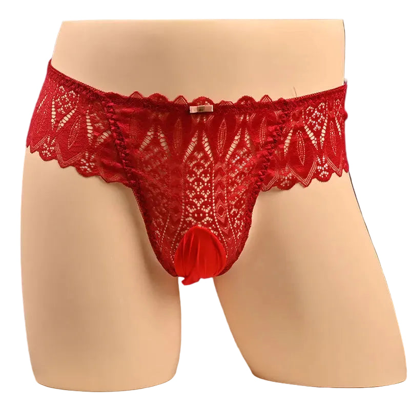 "Sissy Arabella" Lace Sissy Pouch Panties – See-Through Breathable Underwear