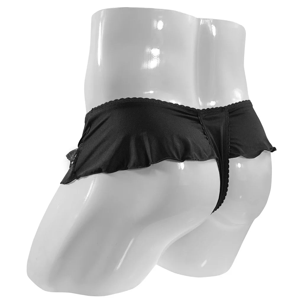 "Sissy Alara" Ruffle Skirted Thong Panties | Sissy Bowknot G-String Underwear