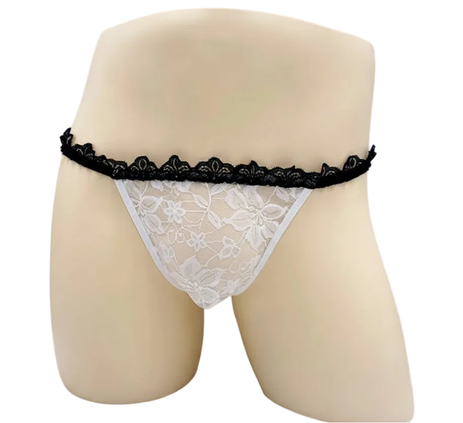 "Sissy Colbie" Floral Lace G-String Thong — Sheer Sissy Lingerie for Men