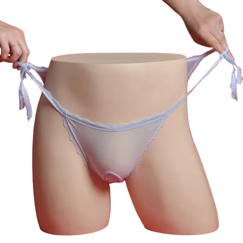 'Sissy Khalani' Sheer Lace Briefs — Shiny Pouch Underwear | Ultra-Thin Silky Lingerie