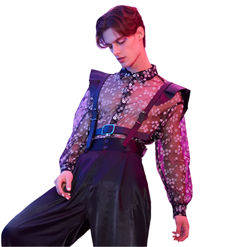 Feminine Mesh Long Sleeve Shirt.