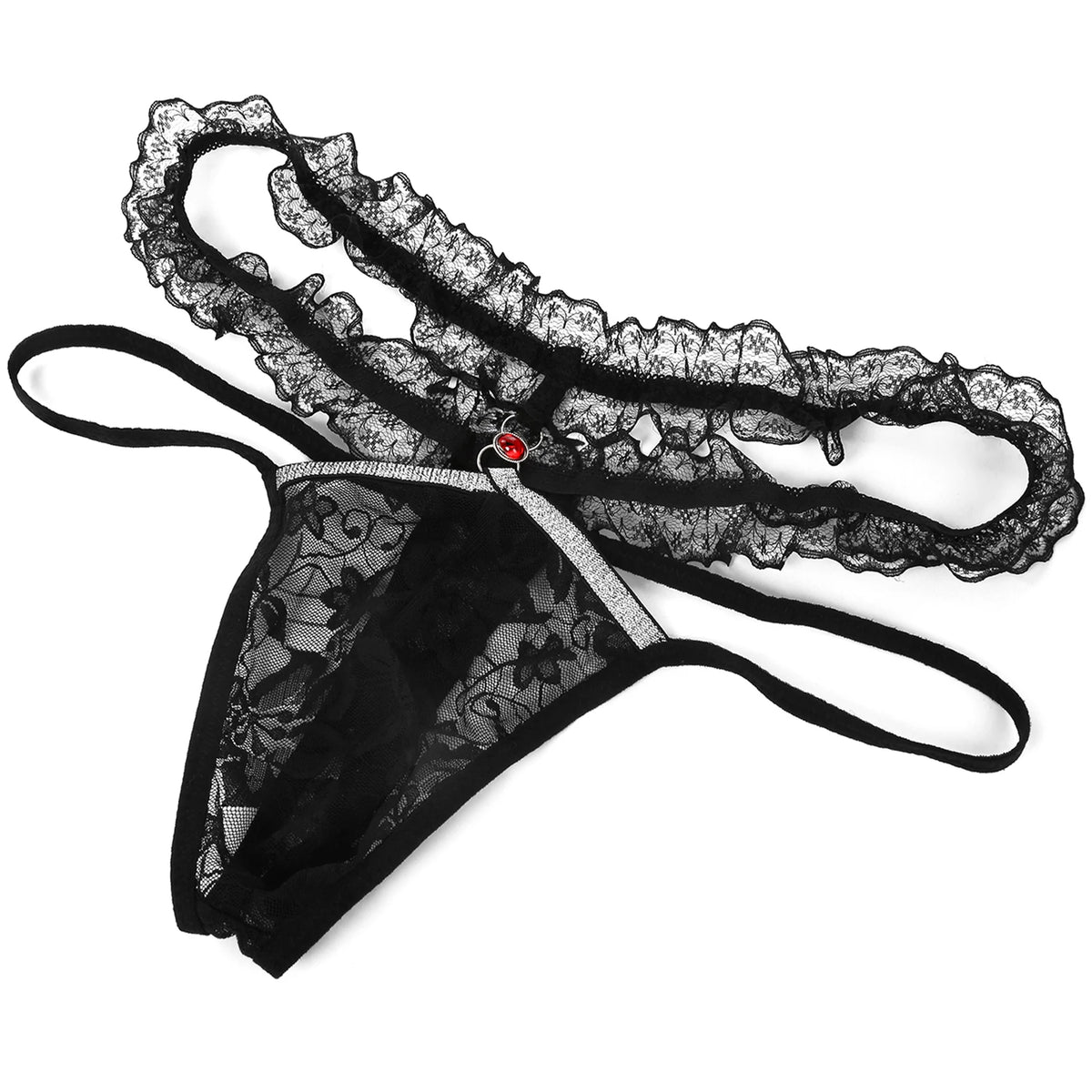 Men's Lace G-String Panties | Open-Crotch Thong for Sissy & Crossdressers