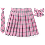 Load image into Gallery viewer, High Waist Pleated Plaid Mini Skirt Preppy Style.
