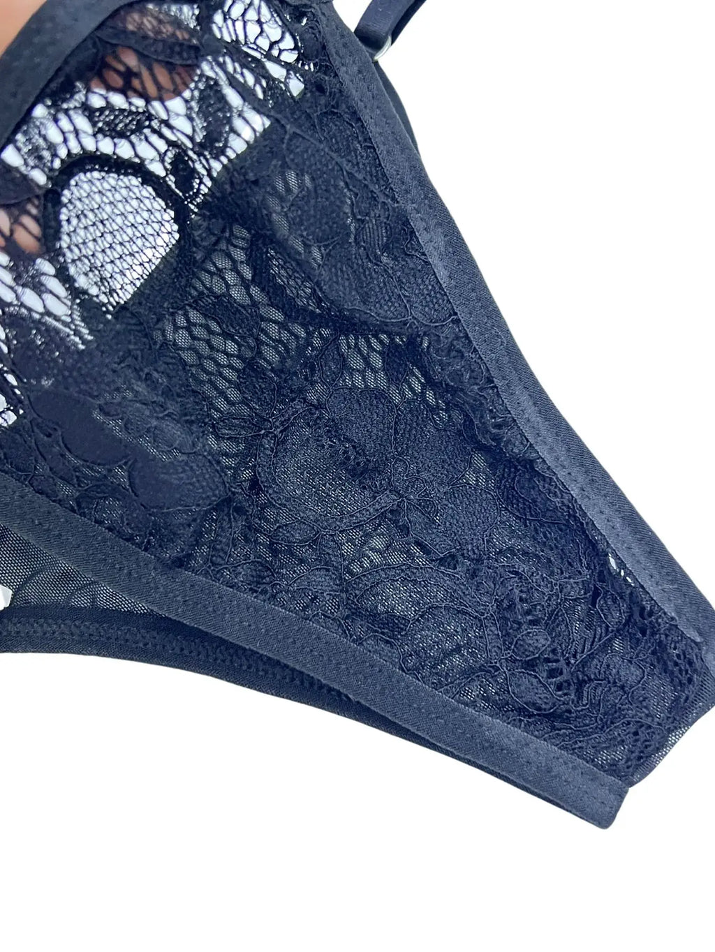 Sissy Adrianna Lace Bra & Thong Set — Sheer Floral 2-Piece Lingerie
