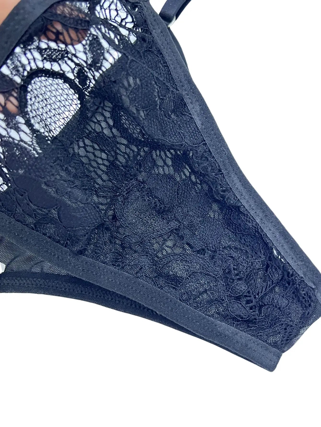 Sissy Adrianna Lace Bra & Thong Set — Sheer Floral 2-Piece Lingerie