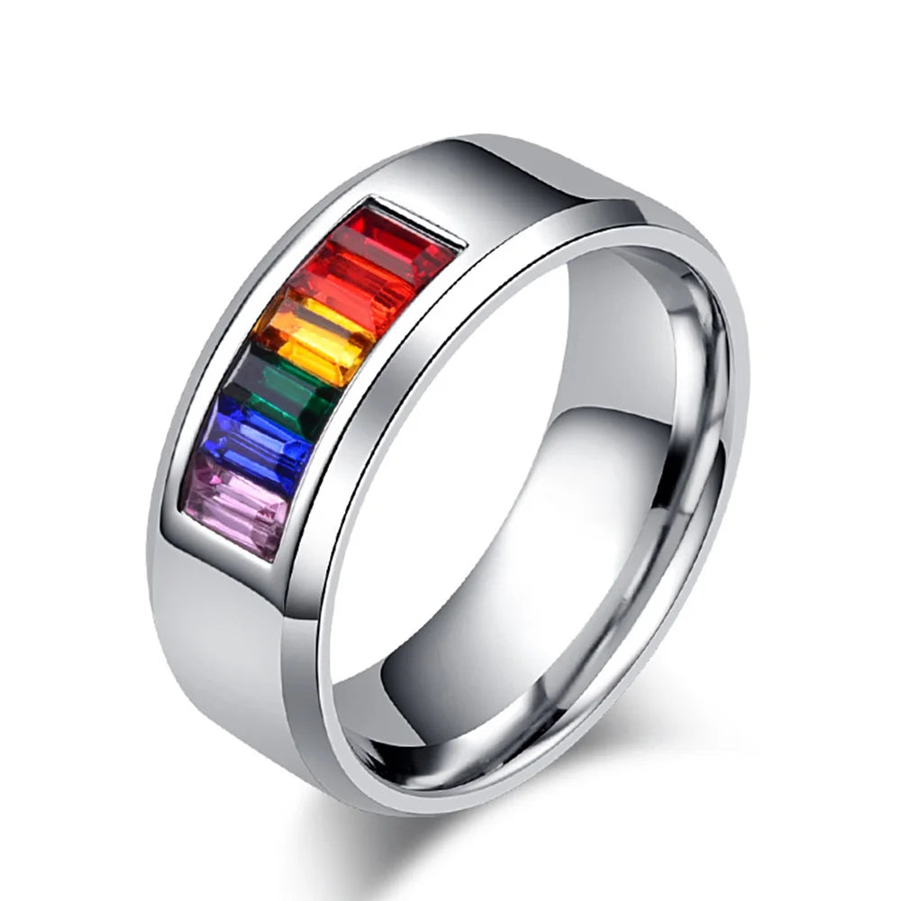 Rainbow Pride Stainless Steel Ring
