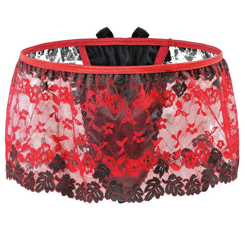 Sissy Floral Lace Skirted Thong | Men's Crossdressing Ruffle G-String Underwear – Feminize Me