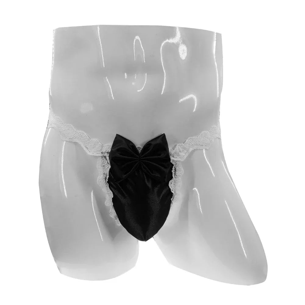 "Sissy Aria" Satin Silky Lace Bow Briefs