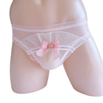 Load image into Gallery viewer, "Sissy Kyomi" Bow Ruffle Briefs — Mesh See-Through Lolita Panties for Men
