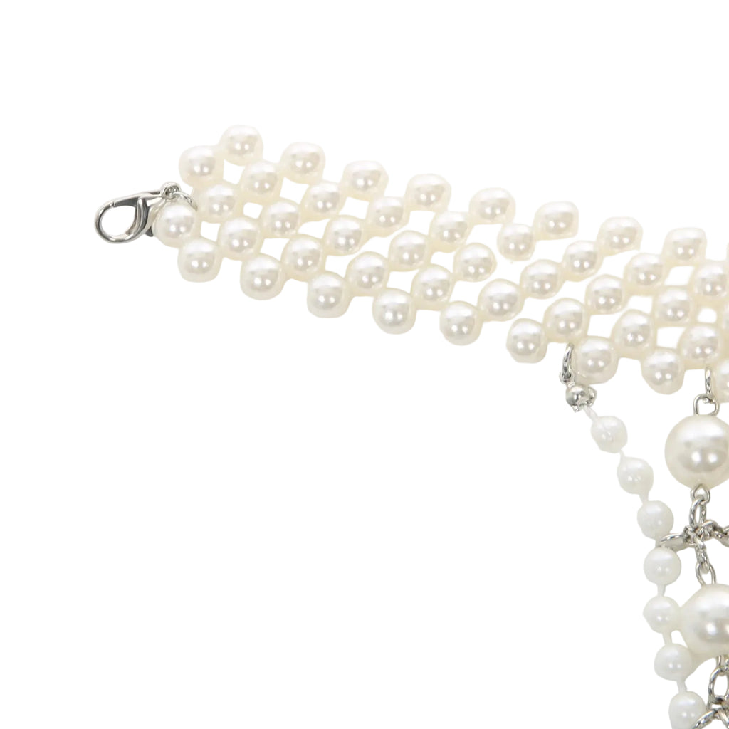 Faux Pearl Halter Harness Crop Top