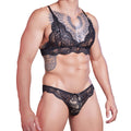 Black Lace Bra & Panty Set with Adjustable Straps