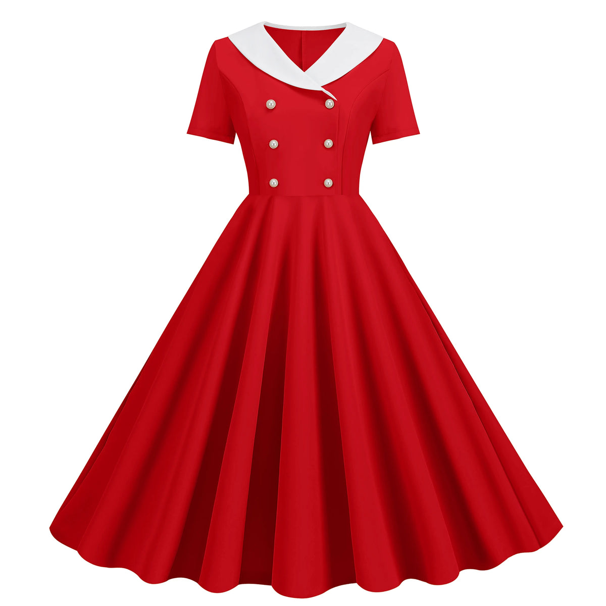Vintage 50s A-Line Midi Dress — Peter Pan Collar, Fit & Flare Sundress