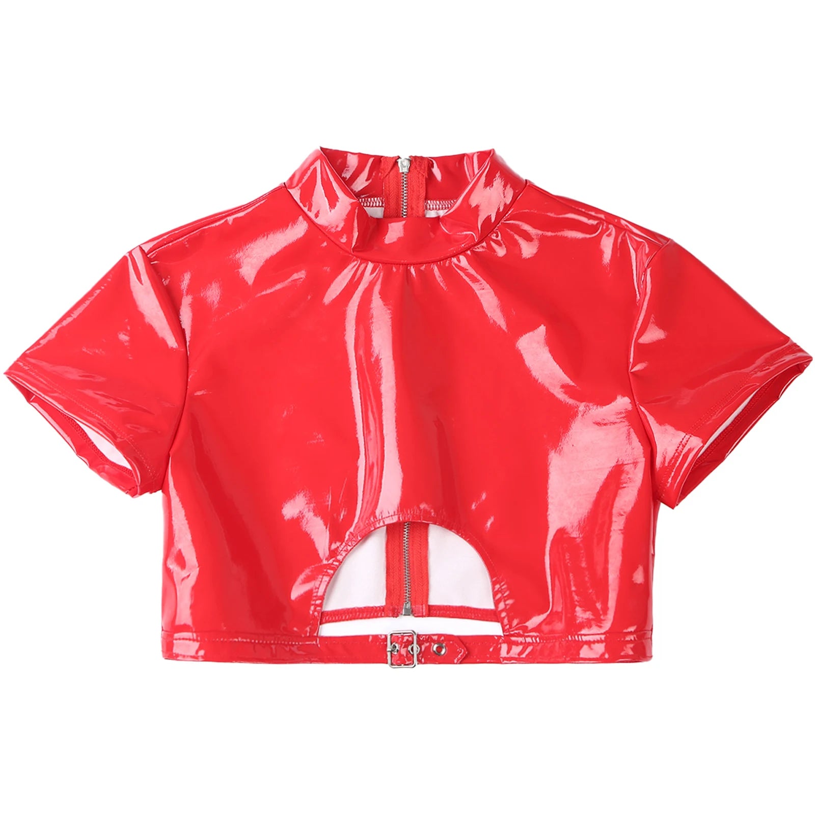 Patent Leather Cut Out Crop Top