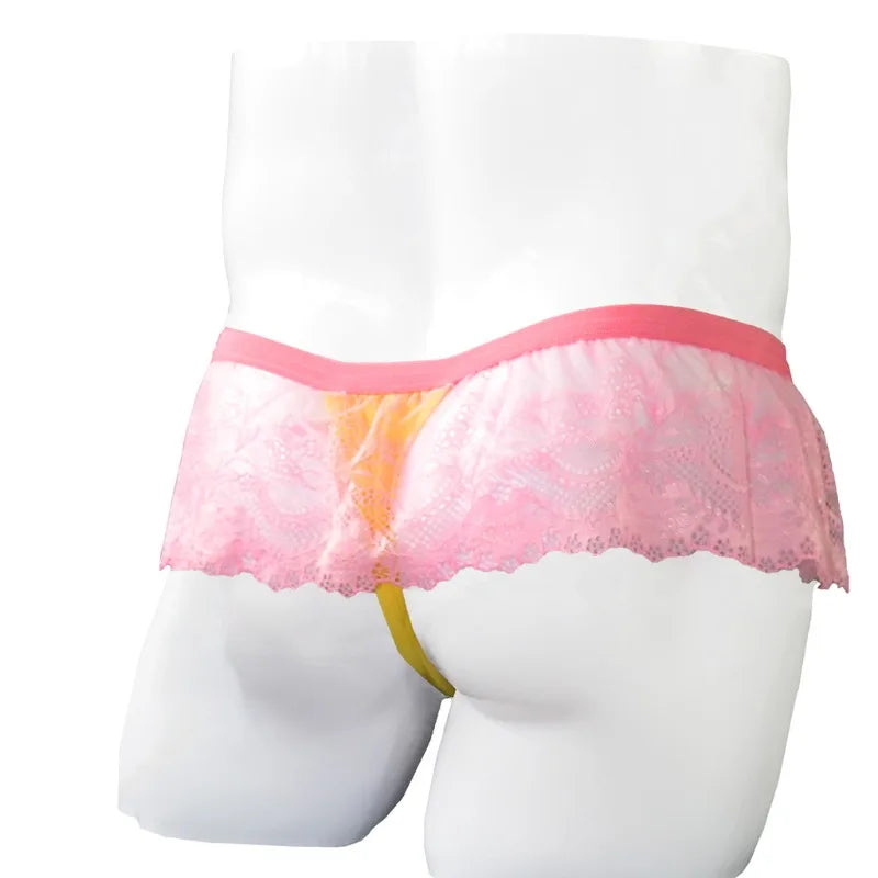 Frilly Lace Sissy Thong — Feminine G-String Panties for Men