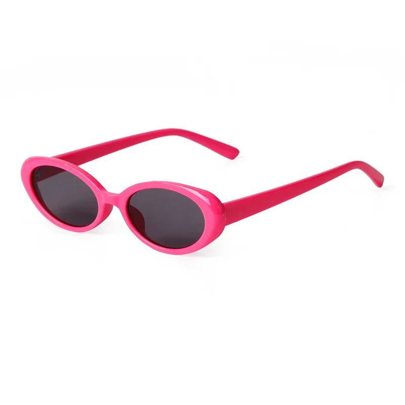 Trendy Hot Pink Small Oval Sunglasses
