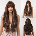"Sissy Cassidy"  Brown Mixed Blonde Synthetic Wigs with Bang